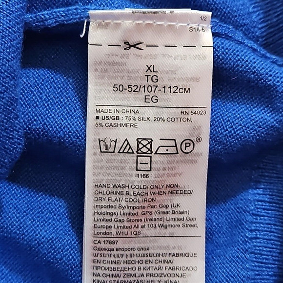 Banana Republic Men's Sweater XL Blue V Neck Knit Silk Cashmere Pullover Luxury - Picture 14 of 16